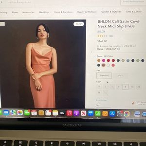 BHLDN Cali Satin Cowl Neck Midi Slip Dress- Sedona US 4 (sold out online)